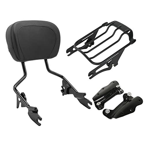 TCT-MOTORPARTS Black Detachable Upright Sissy Bar Passenger Backrest W/Pad Luggage Rack Docking Kits Fit for Harley Street Glide Road King 2009-2013 - color: Black #4(2009-2013)