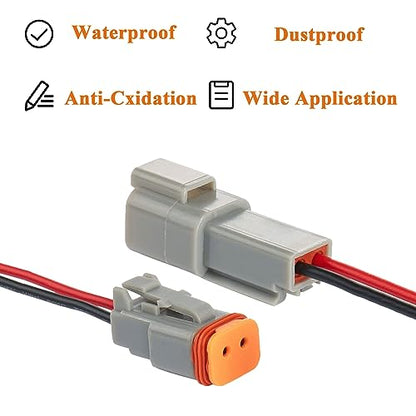 14 AWG 2 Pin DT Connector Waterproof Automotive Electrical Connector, Male and Female Way Auto Electrical Wire Connectors Harness for Car Truck Boat Motorcycle Trike Caravan - 3 Pack, Grey - style: 2 Pin-3 Sets