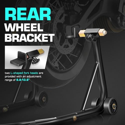 DNA Motoring Motorcycle Stand Lift Universal Paddock Lift Stand 880 Capacity Front Wheel Fork Stand Rear Wheel Swingarm Spool Stand for Suzuki Yamaha BMW Kawasaki Honda TOOLS-00778 - style: Wheel Swingarm Spool Stand