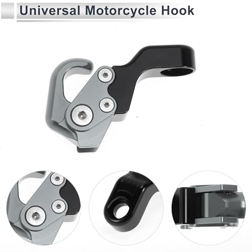 Adjustable Universal Motorcycle Hanging Hook Slope Handle with Hook Motorcycle Helmet Luggage Bag Holder Hanger Aluminum Alloy Titanium Tone with 1 Pcs Screw - color: Titanium Tone