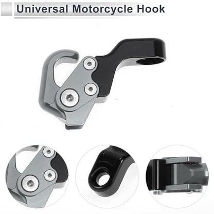 Adjustable Universal Motorcycle Hanging Hook Slope Handle with Hook Motorcycle Helmet Luggage Bag Holder Hanger Aluminum Alloy Titanium Tone with 1 Pcs Screw - color: Titanium Tone