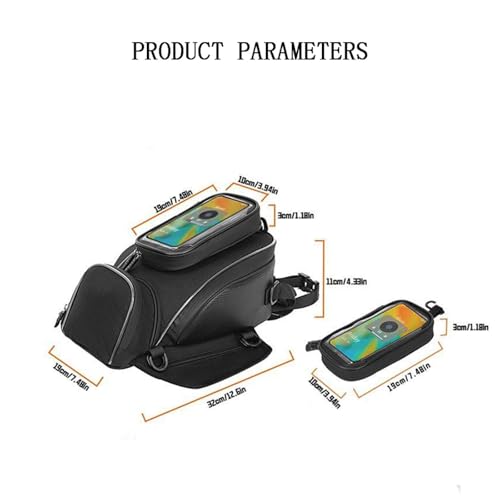 Motorcycle Tank Bag for Kawasaki Ninja 400 2018–2026, Magnetic & Strap Mount Tank Bag for Motorcycles, Waterproof Touch Screen Phone Pouch Anti-slip Base
