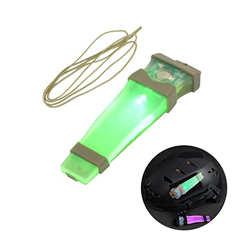 Helmet Signal Light Waterproof Survival Outdoor Sports Hunting Tactical Hiking Boating Cycling Personal Identification Marker Light Hook Back (Tan+Green) - color: Tan Strap+Green Light
