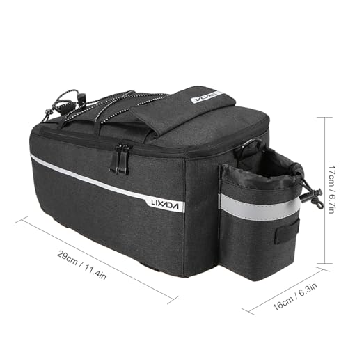 Lixada Bike Panniers Bike Trunk Bag Insulated Bag for Warm/Cool Items, Bicycle Rear Rack Storage Luggage Bicycle Seat Multifunctional Insulated Trunk Cooler Bag Shoulder Bag 11.4 6.3 6.7in - color: Black