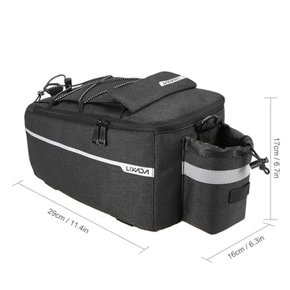 Lixada Bike Panniers Bike Trunk Bag Insulated Bag for Warm/Cool Items, Bicycle Rear Rack Storage Luggage Bicycle Seat Multifunctional Insulated Trunk Cooler Bag Shoulder Bag 11.4 6.3 6.7in - color: Black