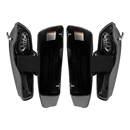 HR3 Charcoal Pearl 4" Stretched Hard Saddlebags w/Speaker Lids Compatible with 2015 Street Glide Special FLHXS (Replace for OEM) - color: Charcoal Pearl
