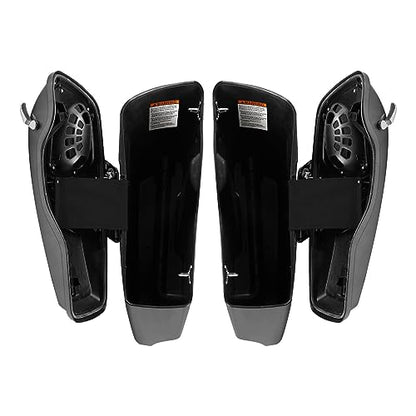 HR3 Charcoal Pearl 4" Stretched Hard Saddlebags w/Speaker Lids Compatible with 2015 Street Glide Special FLHXS (Replace for OEM) - color: Charcoal Pearl