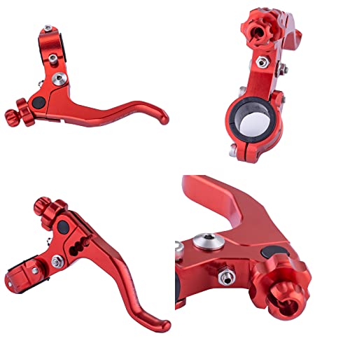 7/8‘’ 22mm Universal Motorcycle CNC Short Stunt Clutch Lever Aluminum Alloy Clutch Handlebar Compatible with Most Motorcycles Dirt Bike-Red - color: Red