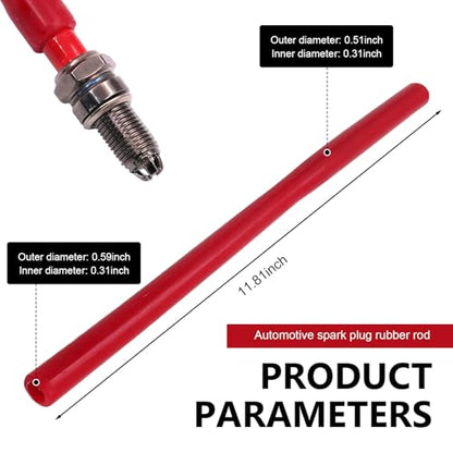 Car Spark Plug Socket, Reusable Rubber Insulation Sleeve Tool, Dual-hole Design Spark Plug Wrench for Easy Installation Removal, Universal for Most Cars, Motorcycles (Red)