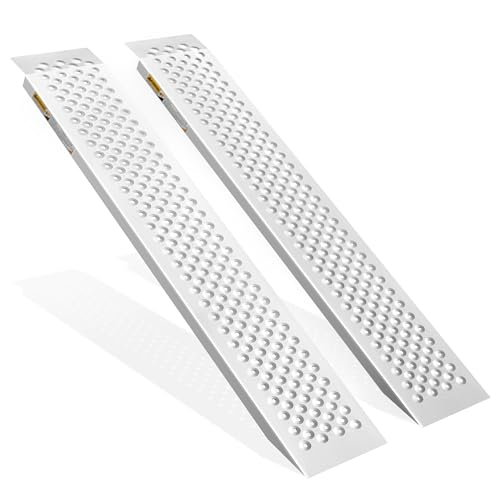 Aluminum Shed Ramp 2PCS, 880 LBS Capacity 59.8" x 8.5" Loading Ramps, Lightweight Sturdy Anti-Slip Ramps with Punch Plate Surface for Lawn Mower, Bike, Hand Truck, Motorcycle - size: 880 lbs - 59.8" L