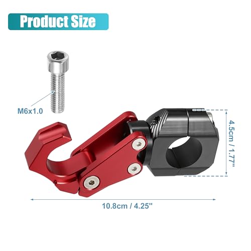 uxcell Motorcycle Handlebar Hook Aluminum Alloy Helmet Gloves Hanger Luggage Hanger for Honda ADV150 2023 W/Hexagonal Screws and Wrench Red