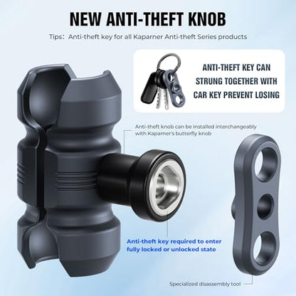 Anti-Theft Motorcycle Phone Mount, Handlebar Clamp Base Fits 0.5"-2" Diameter Bars, 25mm Ball Head & Double Socket Arm, Universal for iPhone/Samsung/Android Phones Width 2.56"-3.74" (KPS-01) - color: KPS-01