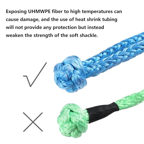 Ucreative 2Pcs Synthetic Soft Shackle 1/2 Inch x 22 Inch (56,000lbs Breaking Strength) with Extra Sleeves (Blue) - color: Blue