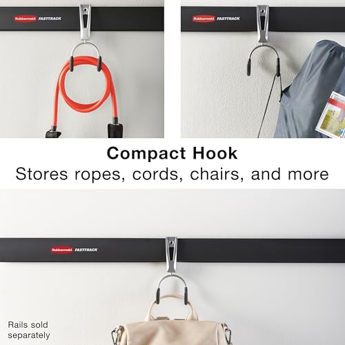 Rubbermaid FastTrack Compact Hook for Garage Organization, Soft Grip, Ideal For Cords/Ropes/Small Hoses/Camping Chairs - size: 1 Count (Pack of 1), style: Compact Hook