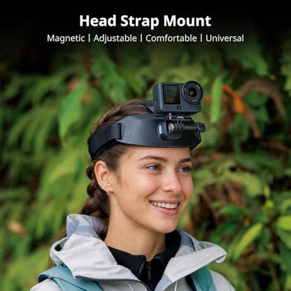 SMALLRIG Head Strap Mount with Magnetic Quick Release One-Click Button Adapter Base Adjustable Fit, for Hero 13/12/11/10/9 Black, for DJI Osmo Action 6/5 Pro/4/3, for Insta360 Ace Pro 2-5724 - style: Head Strap