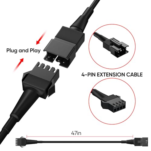 LED Rock Light Extension Wire 4 PCS,47 Inch 4 Pin LED Extension Cable,Neon Accent Kits RGB LED Light Extension Cable for Trucks ATV UTV - size: 4-pin