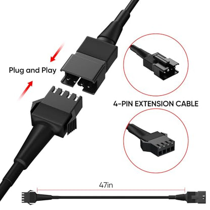 LED Rock Light Extension Wire 4 PCS,47 Inch 4 Pin LED Extension Cable,Neon Accent Kits RGB LED Light Extension Cable for Trucks ATV UTV - size: 4-pin