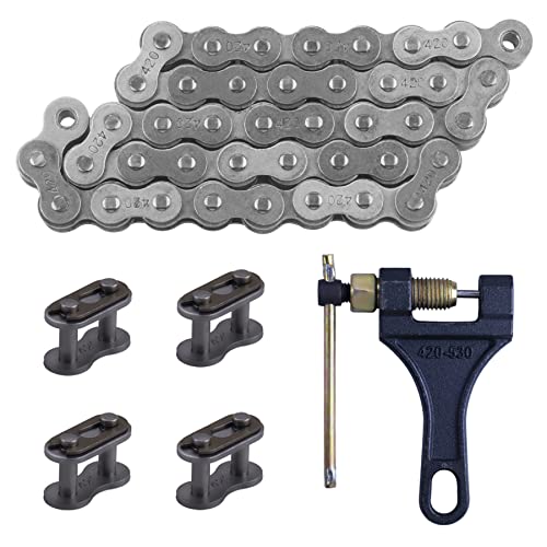 420 Jackshaft Chain 42Link+ Chain Breaker, fit for Coleman BT200X CT200U Trail 200 CT200U-EX Baja TrailMaster Warrior Heat Massimo MB165 MB200 196cc 6.5hp Powersports Mini Bike Part - size: 42 Link Chain Breaker