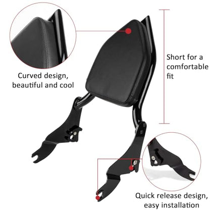 Sissy Bar, PSLER Motorcycle Detachable Backrest Passenger Purpose Seat Back Pad Cushion Adjustable Freely Removable for Touring Street Glide Electra Glide Road Glide Road King 2009-2025