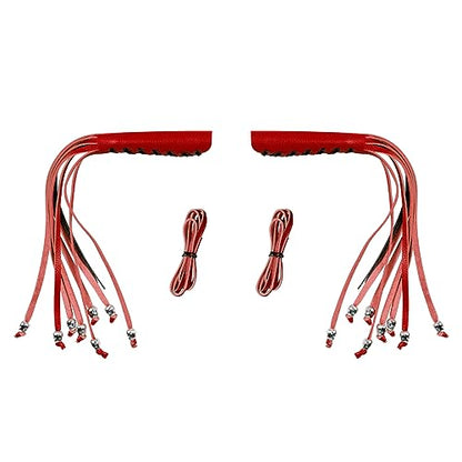 Motorcycle Lever Cover PU Leather Fringed Brake Clutch Covers Universal Grip Tassels Motorcycle Handlebar Covers with Skull Beads - color: Red
