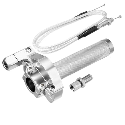 Throttle Grip Throttle Cable Motorcycle 22mm Universal CNC Aluminum Accelerator Throttle Twist Grips Handlebars for KLX CR CRF EXC XR TTR CB SSR ATV Dirt Bike Pit Bike - color: Style-B-Silver