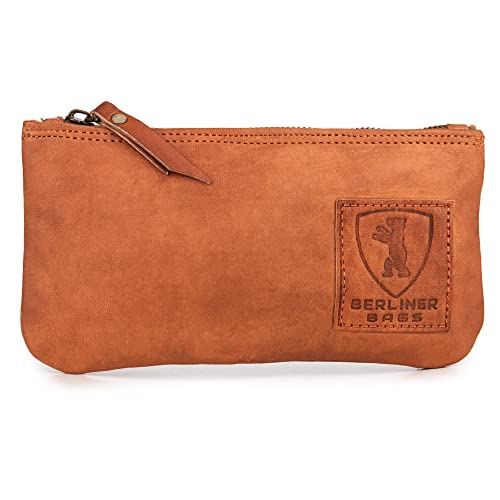 BERLINER BAGS Vintage Genuine Leather Pencil Case, Pen Pouch for Work and University, for Men and Women - color: Brown