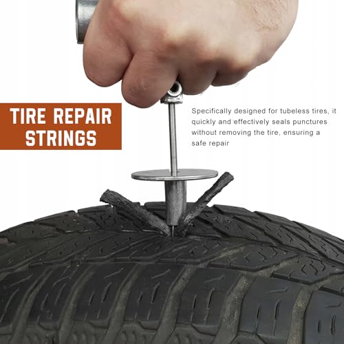 60PCS Heavy Duty Tire Plugs, 3.66" x 0.16" Rubber Auto Tire Sealing Strip Kit for Puncture Repairs, Universal Tubeless Tyre Repair Strings for Car Light Truck Motorcycle ATV (Brown) - color: Brown, 3.5mm