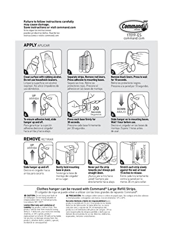 Command Clothes Hanger, 1 Hanger, 2 Strips/Pack, White, Large (Pack of 2) - size: Large (Pack of 2)