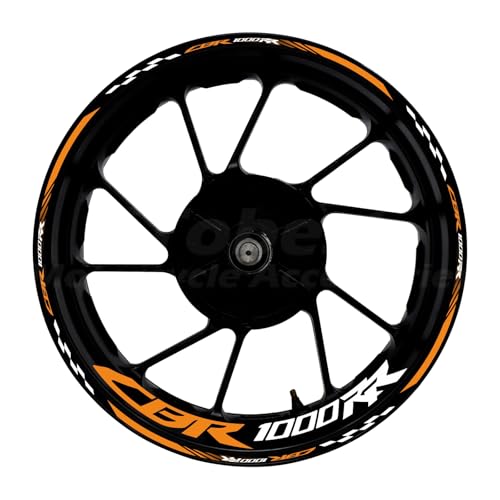 CBR 17 inch Wheel Rim Stickers Decals Tape Compatible with CBR1000RR 2004-2025 Motorcycle Reflective Rim Tapes Sticker Stripe(Orange) - color: Orange