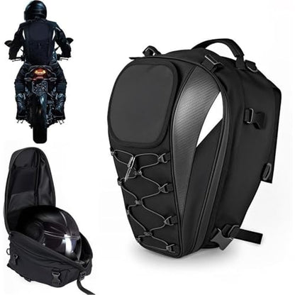 Motorcycle Tail Bag for Kawasaki KLX 230 2020-2024, Expandable Rear Seat Luggage Waterproof, Motorbike Helmet Storage Backpack, Dual Use Sissy Bar Touring Travel Pack