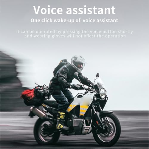 Docooler Motorcycle Headset BT5.4, Motorcycle Headset Communication System with LED Light, FM Radio, Voice Assistant, 40H Playtime, IP65 for Full or Half Helmet Off Road Helmets