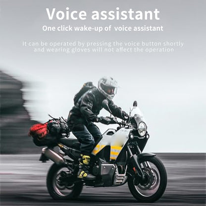 Docooler Motorcycle Headset BT5.4, Motorcycle Headset Communication System with LED Light, FM Radio, Voice Assistant, 40H Playtime, IP65 for Full or Half Helmet Off Road Helmets