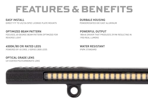 Morimoto Backup Light Boost Bar Universal License Plate Light Bar for Reverse Light, Ultra Bright Reverse Light (LED700)