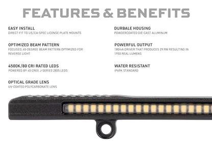 Morimoto Backup Light Boost Bar Universal License Plate Light Bar for Reverse Light, Ultra Bright Reverse Light (LED700)