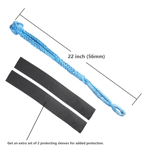 Ucreative 2Pcs Synthetic Soft Shackle 1/2 Inch x 22 Inch (56,000lbs Breaking Strength) with Extra Sleeves (Blue) - color: Blue