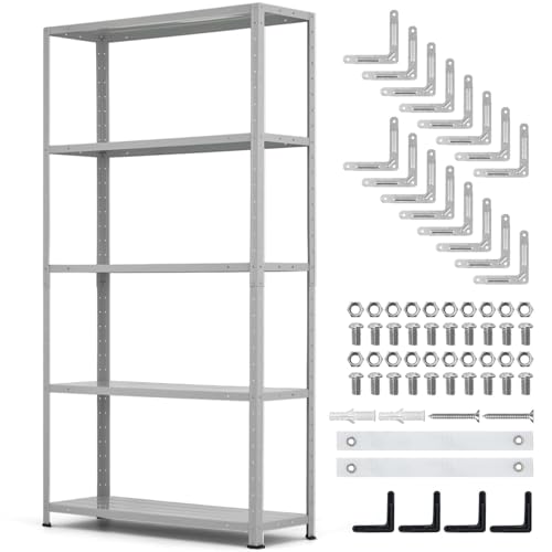 2500 LBS Capacity Heavy Duty Steel Shelving Unit, 5-Tier Garage Storage Shelves for Pantry, Basement, Kitchen, Laundry, Bathroom - Adjustable Metal Rack, 36 x 12 x 68 Inches - size: 68"D x 35.4"W x 12"H-Silver