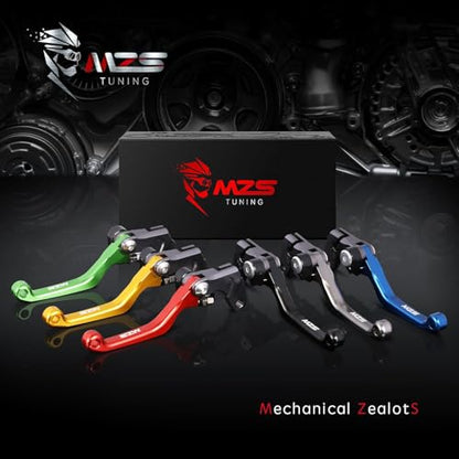 MZS Dirt Bike Brake Clutch Levers, Pivot Adjustable Motorcycle Lever CNC Green Compatible with KX250F 2013-2020 / KX450F 2013-2018 / KX250 2019-2020 - color: Green, size: KX250F/KX450F