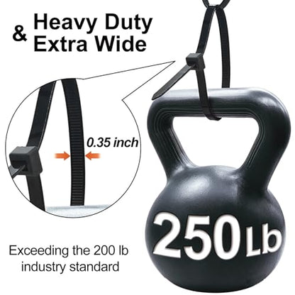 Thick Zip Ties Heavy Duty, 12 inch, Black, 250 lb High Strength, 75 Pack, Heavy Duty Zip Ties for Outdoor Use, Extra Wide & Strong UV Resistant Cable Ties, Wire Ties, SiKuLin - size: 12" (75 Pack) (250 lbs)