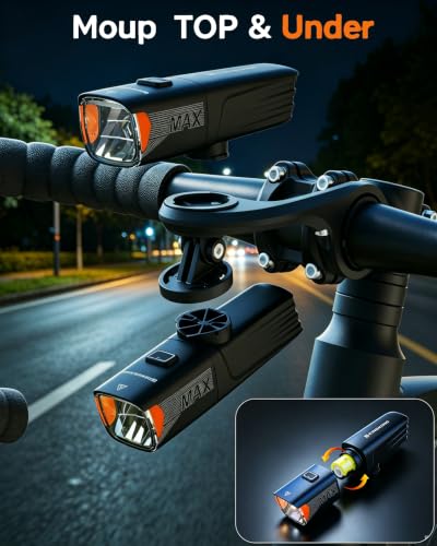 Kingkong X7MAX Bike Light, Super Bright High/Low Beam Modes, Garmin & Wahoo Compatible, Replaceable 18650 Battery, USB Rechargeable Waterproof Bicycle Headlight for Road & Mountain Night Riding