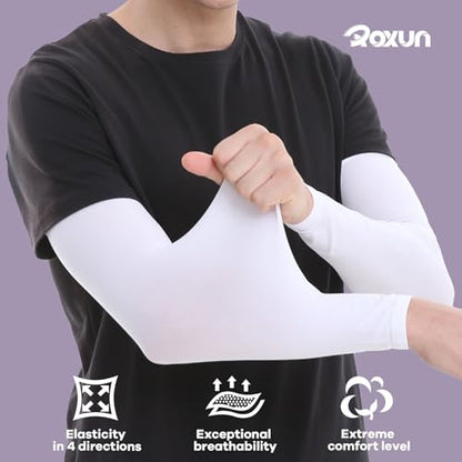ROXUN Arm Sleeves, Cooling UV Sun Protection Sports Compression for Men/Women - color: 2 Pairs - Purple+pink