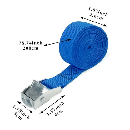 10 Pack Lashing Straps with Buckles Adjustable, 1" x 78" Cam Buckle Tie Down Straps for Securing Luggage, Cargo, Bicycles, Motorcycles(Light Blue) - size: Light Blue 1" x 78"