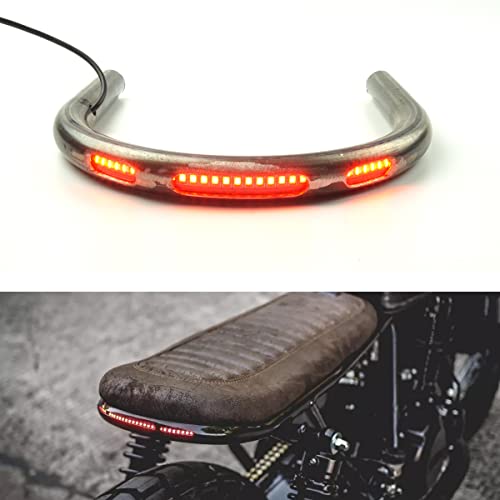 Retro Motorcycle Cafe Racer Rear Seat Frame Hoop Brat Flat Loop Three Lamp Holes with LED Strip Turn Singal Brake Tail Light (230mm Flat Loop) - size: 230mm Flat Loop