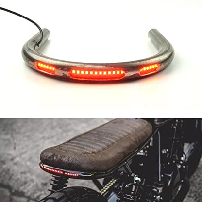 Retro Motorcycle Cafe Racer Rear Seat Frame Hoop Brat Flat Loop Three Lamp Holes with LED Strip Turn Singal Brake Tail Light (230mm Flat Loop) - size: 230mm Flat Loop