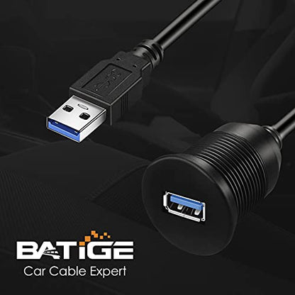 Single Port USB 3.0 Male to Female AUX Car Mount Flush Cable Waterproof Extension for Car Truck Boat Motorcycle Dashboard Panel 1ft - size: 1ft