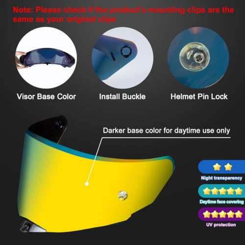 PSLER TT-Revo Visor - TT Revo Helmet Tinted Visor Face Shield Replacement for TT-Revo,Deep Gold - color: Deep Gold