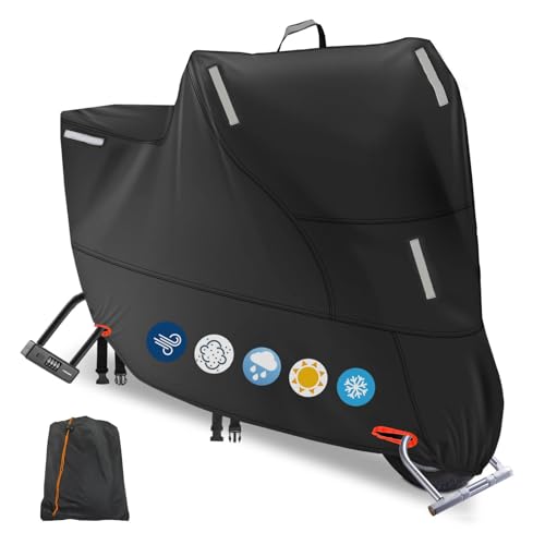 Scooter Cover Waterproof Outdoor, Motorbike Motorcycle Moped Cover Sun Rain Dust Protection with 5 Reflective Strips and 2 Fixed Buckles, 2 Lock-Holes for Most Motorcycles (L: 74x37x43 inch) - color: 300D Silver, size: L (74 x 37 x 43 inch)