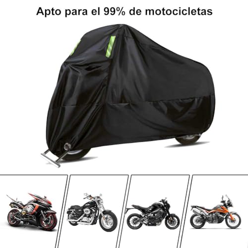 Motorcycle Cover Waterproof Motorbike Cover All Season 190T Durable Night Reflective Snow Cover with Lock-Holes & Storage Bag Vehicle Cover for Outdoor 116 x 55 x 43 inches - size: 116 x 55 x 43 inches