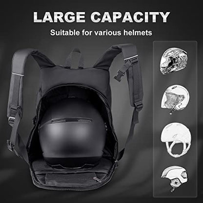 Motorcycle Backpack for Men - Large Capacity Waterproof Helmet Backpack for Men with Laptop Pocket, Large