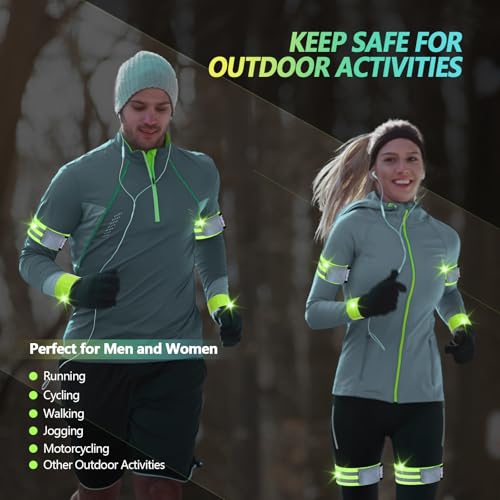 Reflective Band for Night Running Walking, 6 PCS Premium Reflective Bands for Arm/Wrist/Ankle/Leg, High Visibility Reflective Running Gear Adjustable for Men and Women