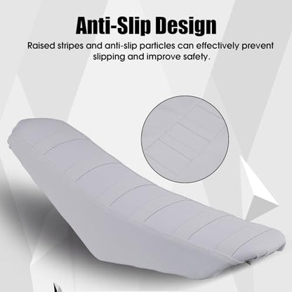 Dirt Bike Seat Cover Motorcycle Gripper Cushion Cover Universal for CRF XR RMZ RR YZF YZ PW TTR WR KLX KX All Most Dirt Pit Bikes Enduro White - color: White